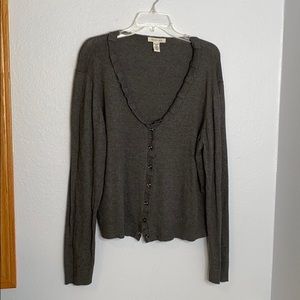 Kenneth Cole Reaction grey ruffle collar sweater